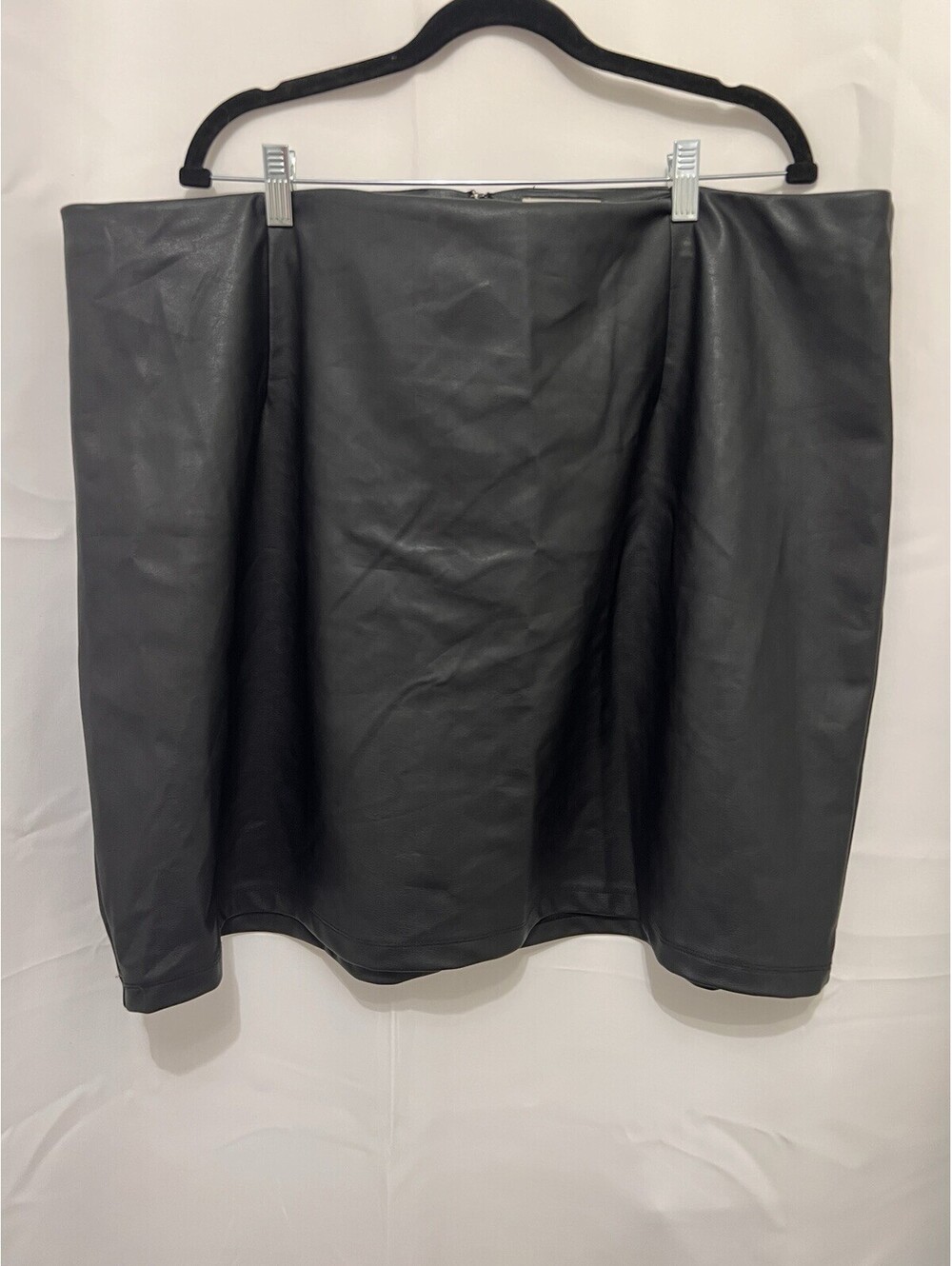Ava & Viv Women Size 22 Black Faux Leather A-Line Midi Skirt Plus Size